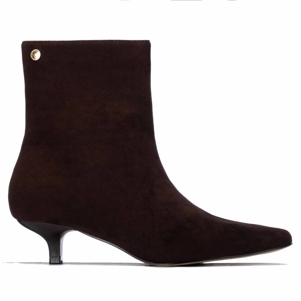 NEW XTI women's pointed toe suede ankle booties in brown